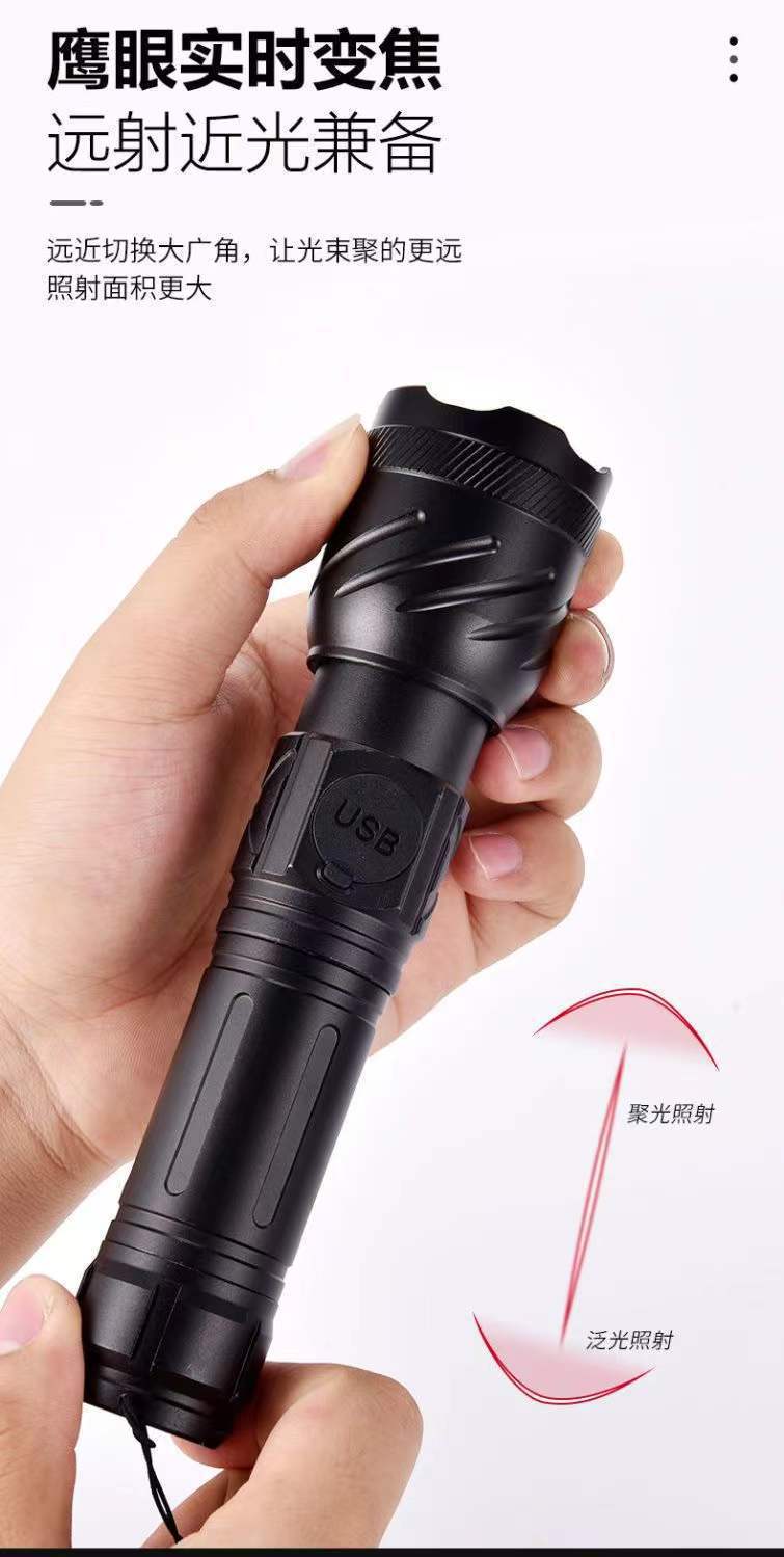 مصباح يدوي جديد يعمل بالليزر الأبيض يعمل بالليزر، يعمل على تحويل قدرة الشحن إلى USB إلى إضاءة كاشفة فائقة في الهواء الطلق pic 4