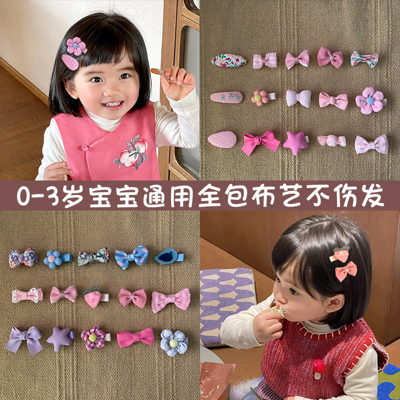 Korean version colorful baby hair clips, sweet and cute baby all-inclusive cartoon flower bow side bangs hair accessories pic 22