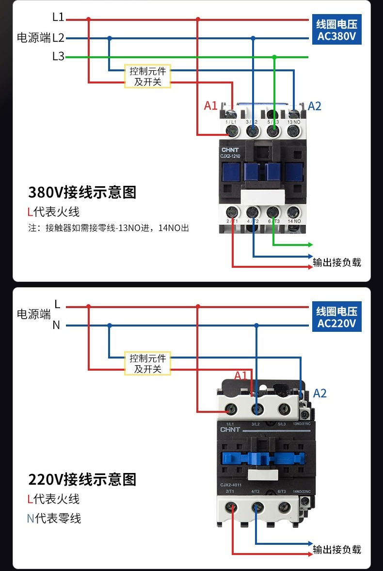正泰低压220V昆仑交流接触器 CJX2-1210三相380V常开常闭接触器详情35