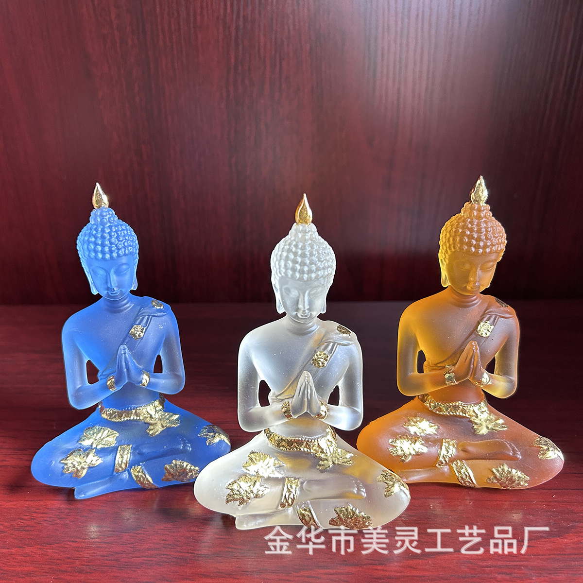 水琉璃佛像合手坐佛跨境热销禅意居家饰工艺品泰式印度佛树脂摆件详情7