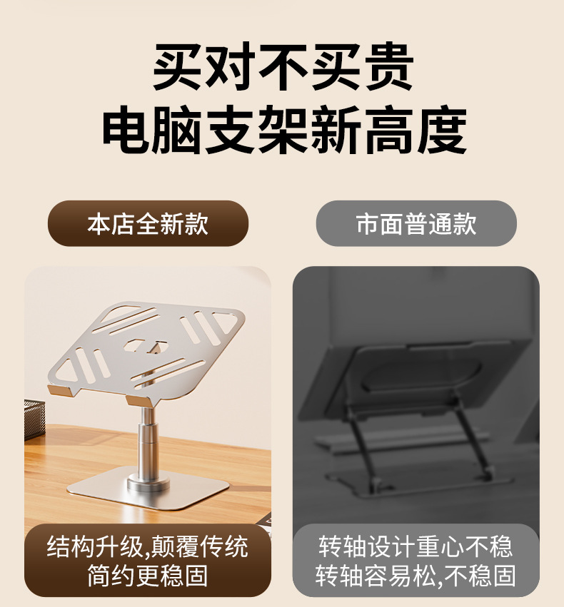 360度旋转笔记本电脑支架折叠悬空便携式散热桌面增高平板支撑架详情3