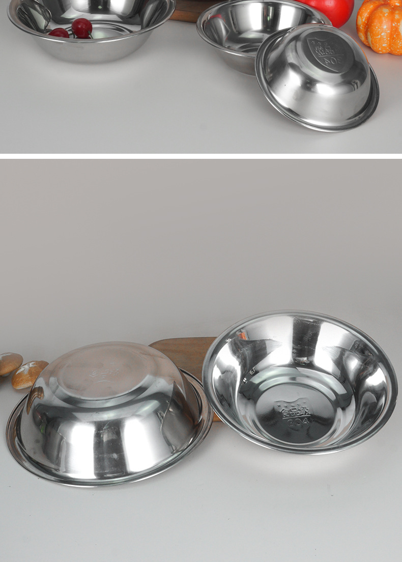 304 stainless steel storage bins, canteen stainless steel basins, household kitchen cooking basins, egg beater basins, side dish basins, soup bowls and tableware pic 15