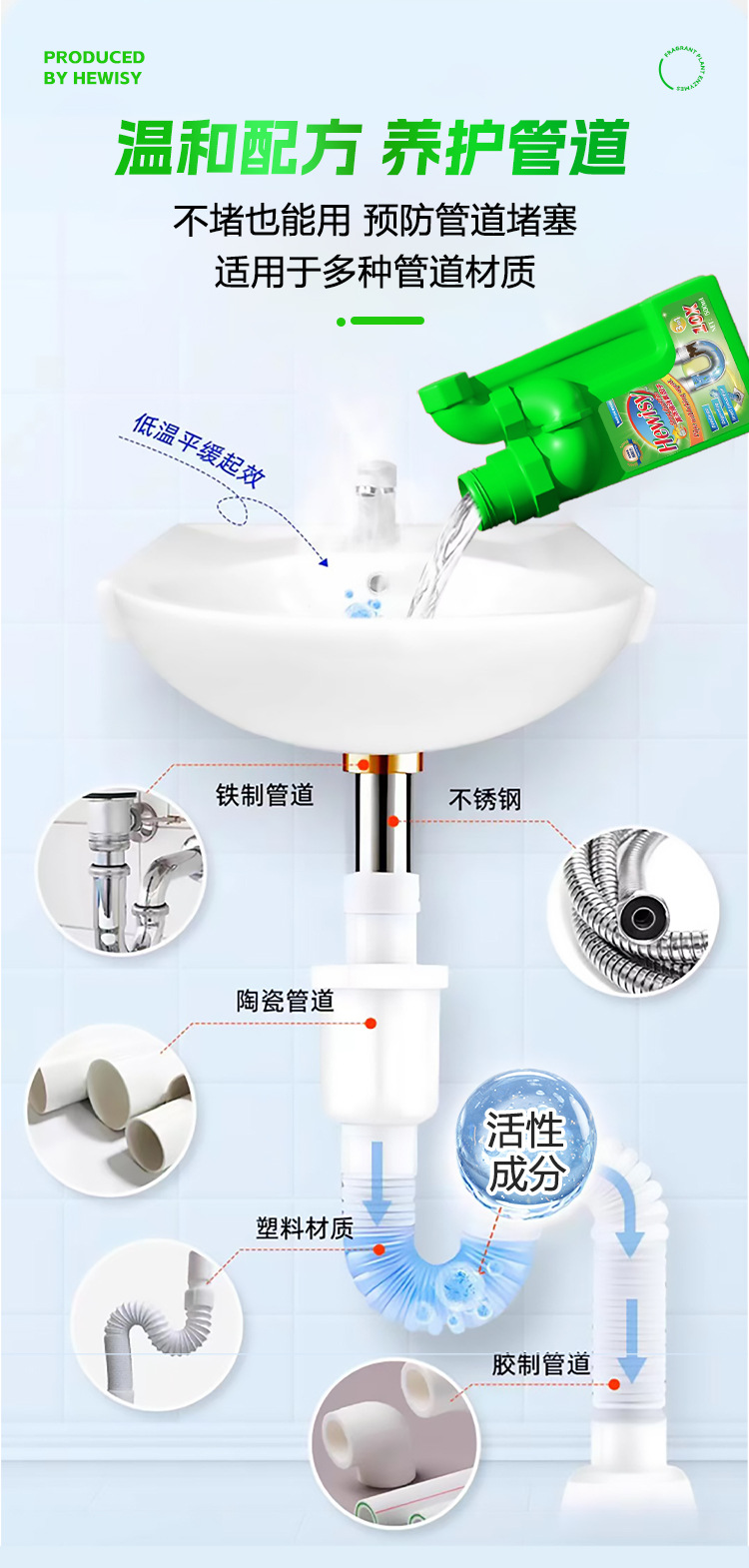 一件代发电商播商私域强力溶解头发下水道杀菌除虫马桶管道疏通剂详情7