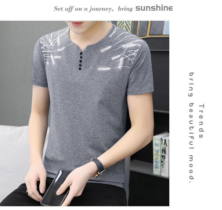 Cool and refreshing ice silk short-sleeved T-shirt for men, V-neck cotton summer thin style 2024 new half-sleeved T-shirt summer top pic 16