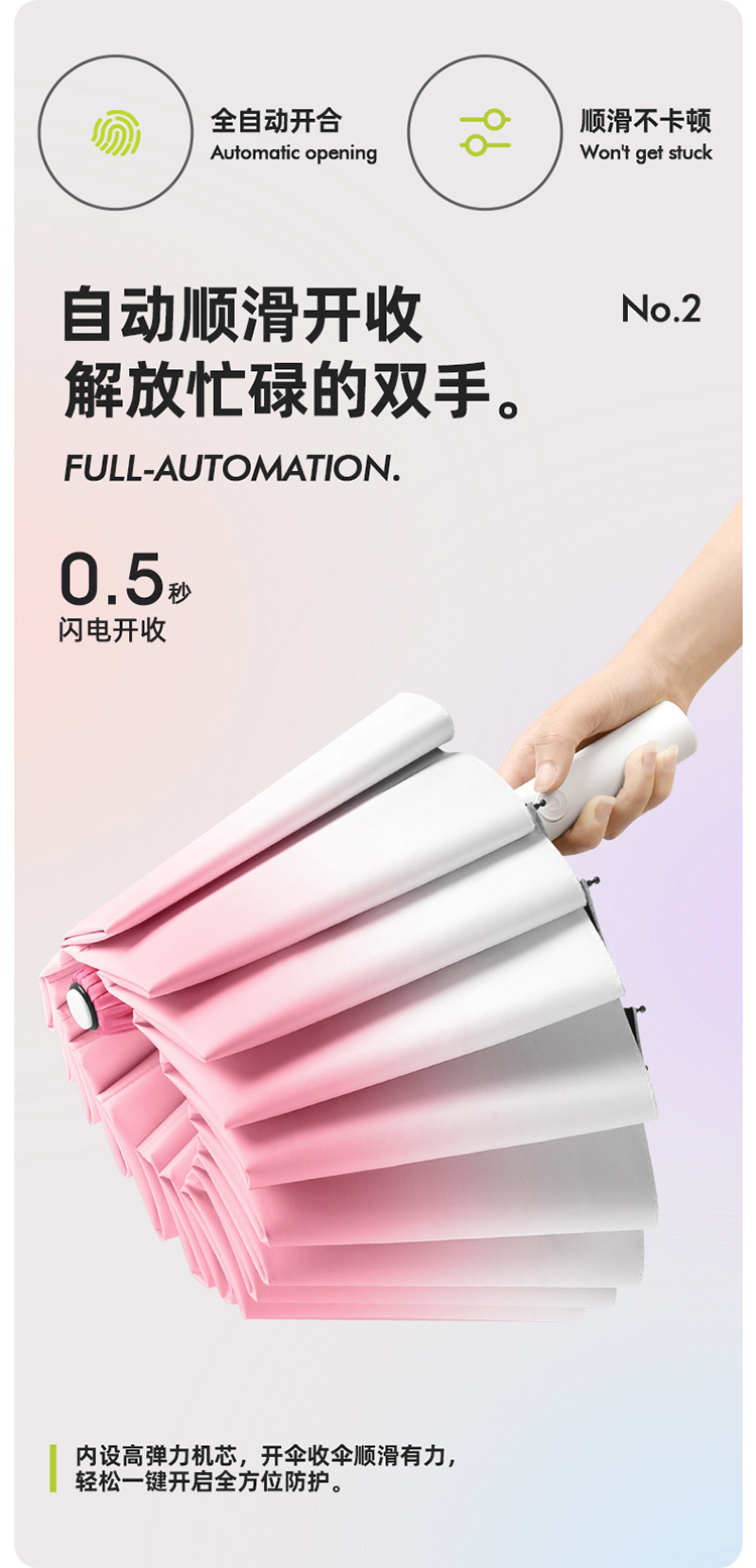 全自动双龙骨太阳伞防晒防紫外线两用黑胶男遮阳伞雨伞批发logo详情7