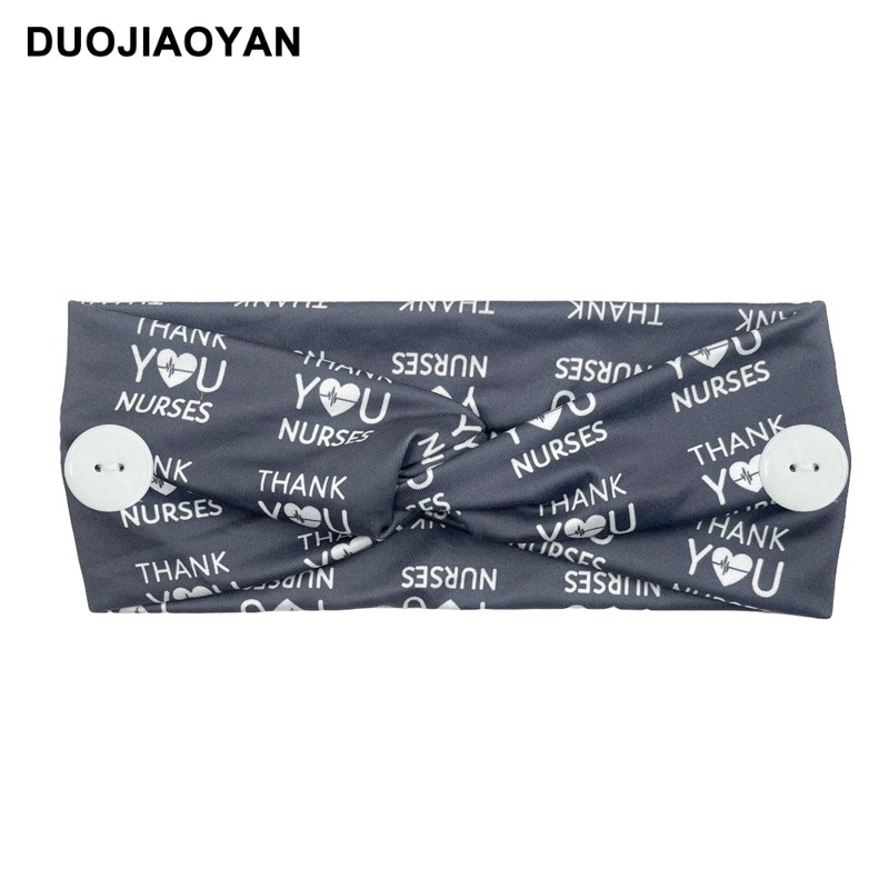 New European and American medical headband, anti-strangling button mask, headscarf, cross stretch printed wide tie headband, medical headscarf pic 29