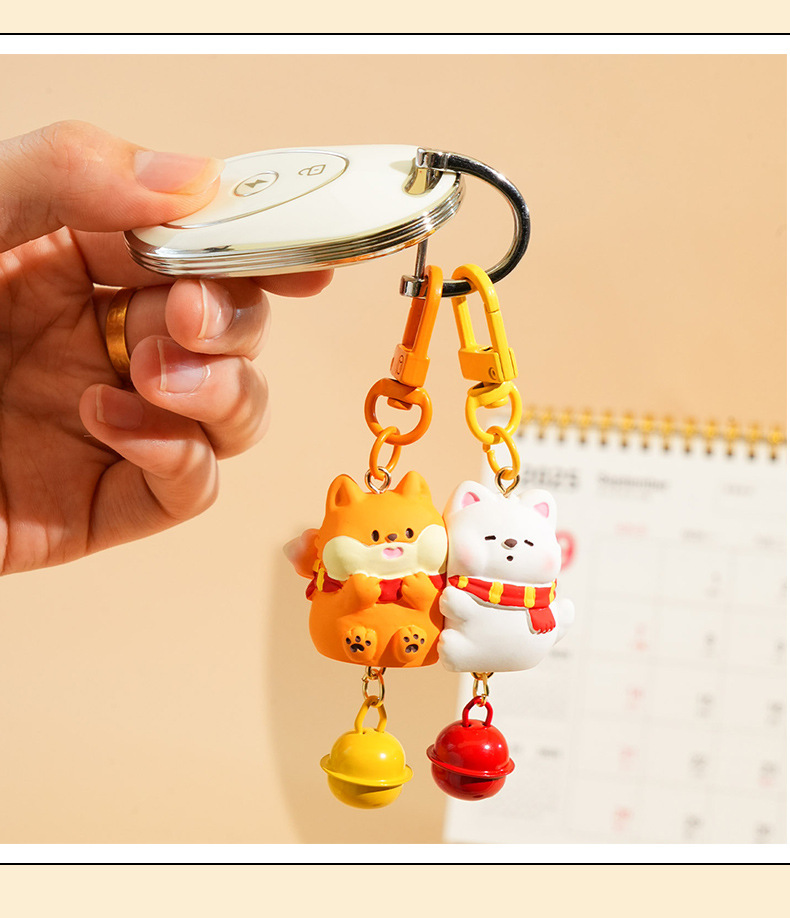 百茂原创萌宠贴贴磁吸对扣钥匙扣女可爱树脂公仔情侣配饰书包挂件详情12