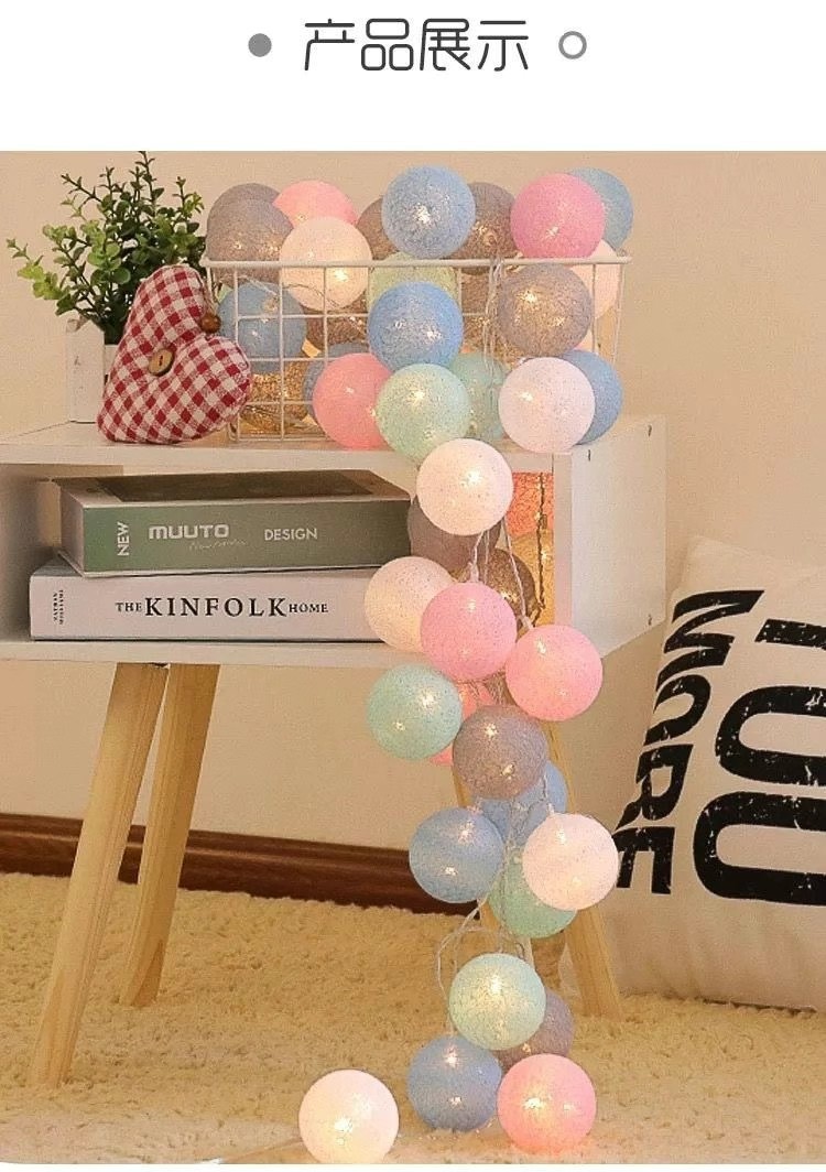 LED color lights, cross-border Christmas lights, cotton thread ball lights, room and bedroom decoration and arrangement, ins birthday and festival lights, small light strings pic 17