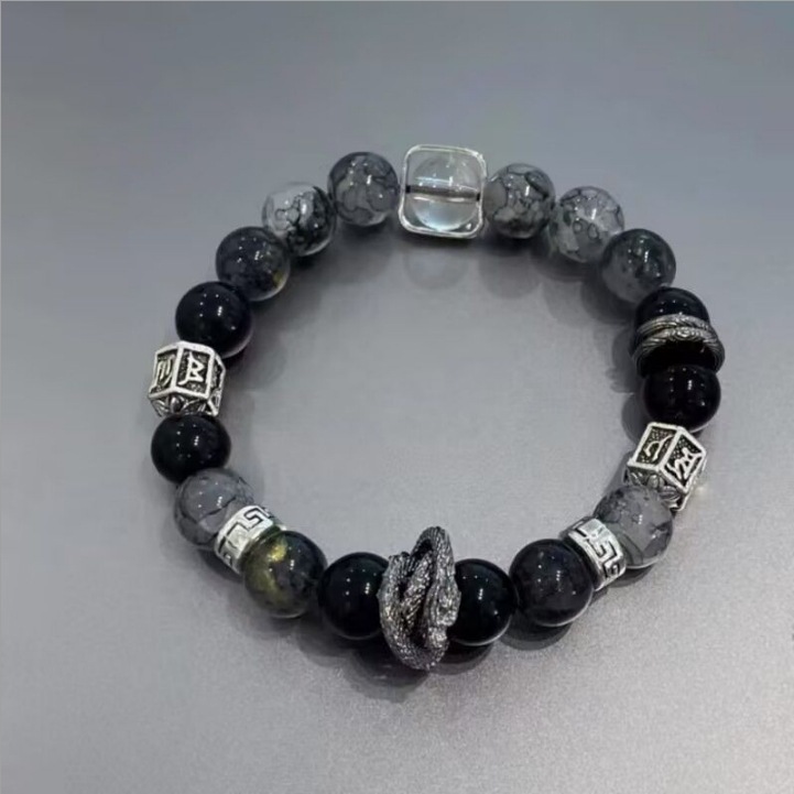 原创情侣款古风手作盘龙琉璃串珠手串男款手链女生新中式手腕饰品详情4