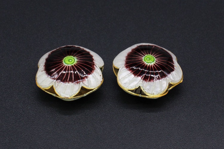 Traditional high-temperature enamel mechanism silver-blue ancient-style jewelry accessory, back cloud partition bead cloisonne 19mm large six-petal flower pic 5
