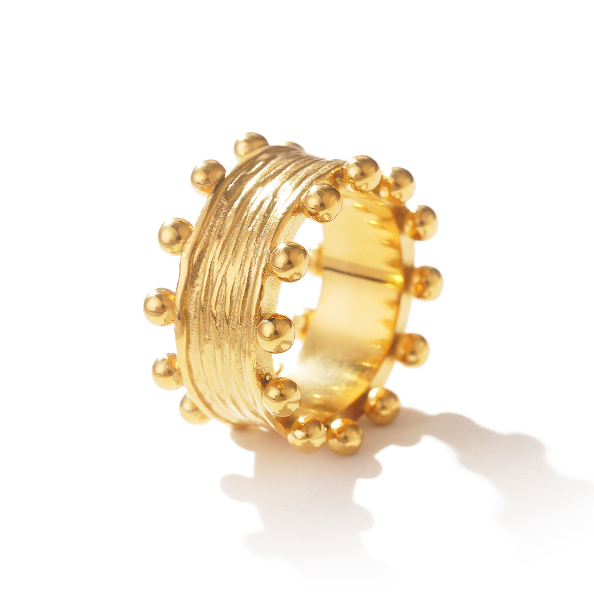 European and American fashionable stainless steel rings with hollowed-out, niche wide lines, high-end design sense, and gold jewelry wholesale pic 20