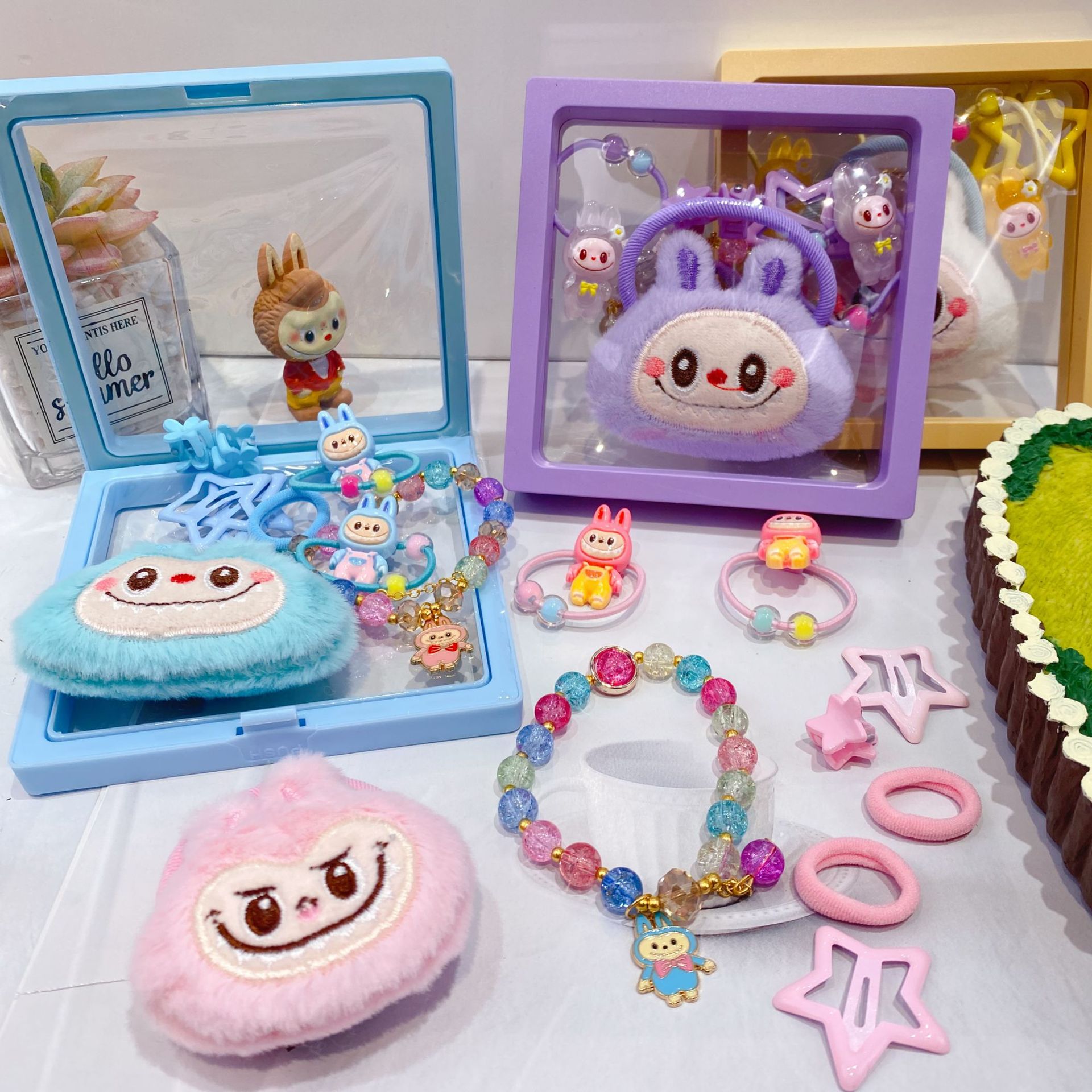 新款哒布布水晶手链卡通皮筋发夹饰品套装可爱少女心装扮时尚精品详情35