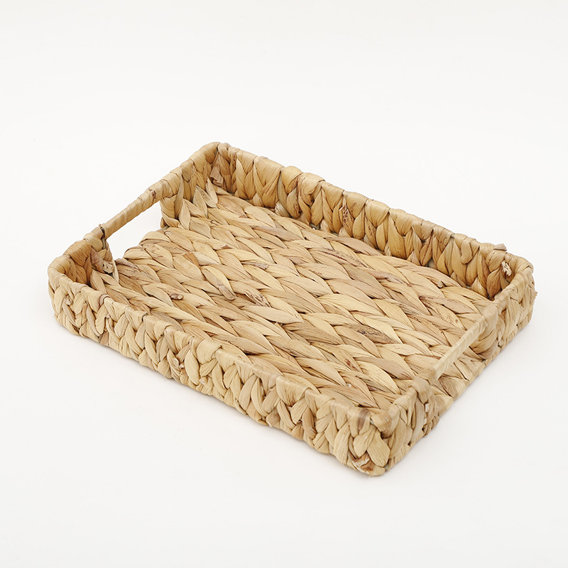 Wholesale of new water hyacinth straw woven storage baskets, household desktop trays, snack and bread storage baskets, and toy storage boxes pic 8