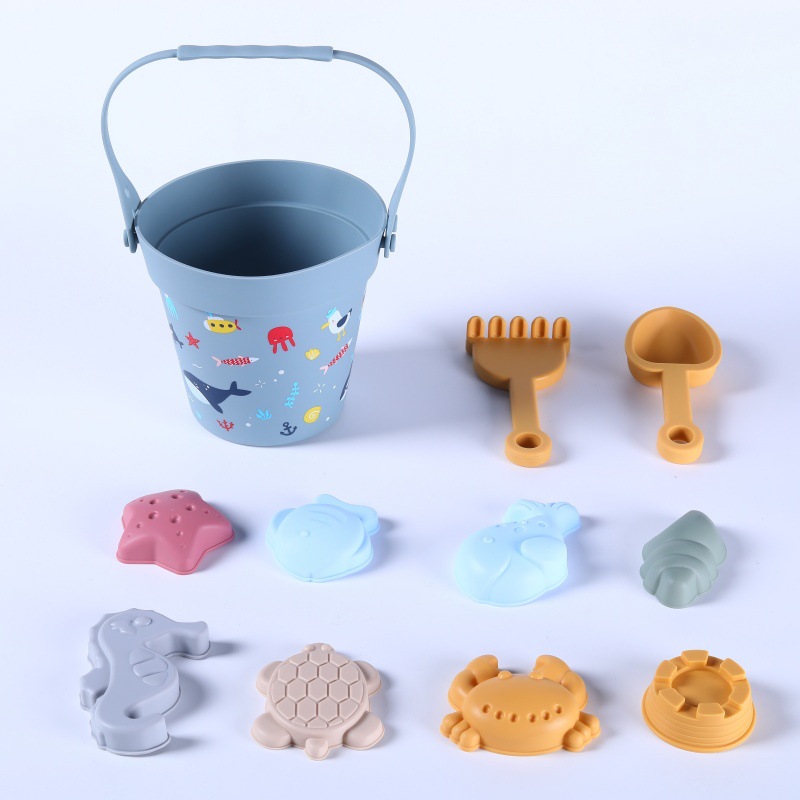 亚马逊爆款硅胶沙滩桶跨境海洋系列手提桶戏水亲子玩沙滩玩具套装详情17