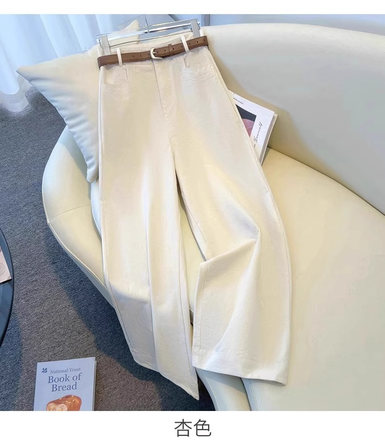 卡其色宽松阔腿裤女2025秋季新款小个子休闲裤显瘦九分直筒裤子女详情10