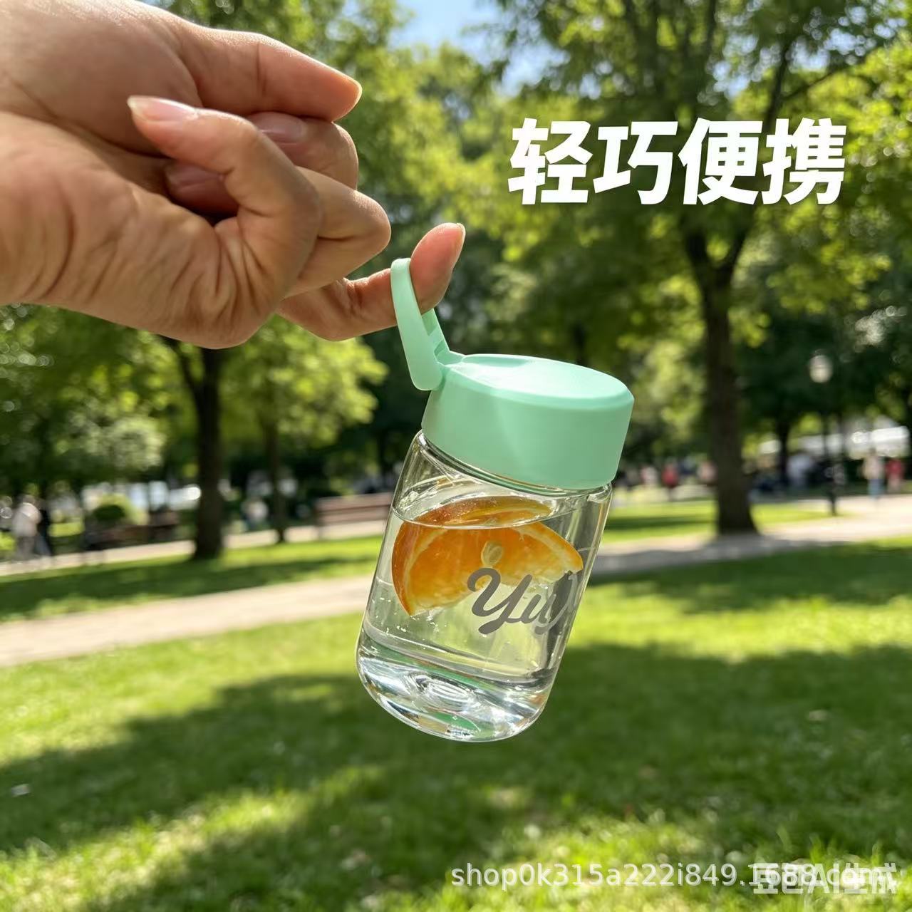 满杯元气畅饮小时光三款彩色盖磨砂玻璃水杯 pic 3