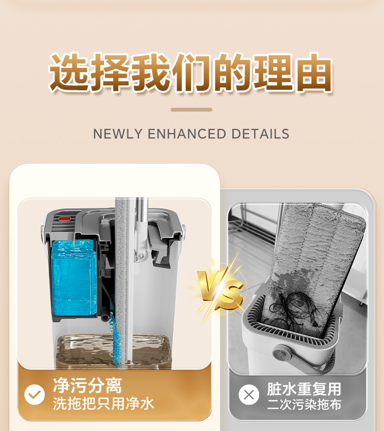 脏污分离拖把免手洗平板家用2025新款一拖净懒人拖地神器干湿分离详情2