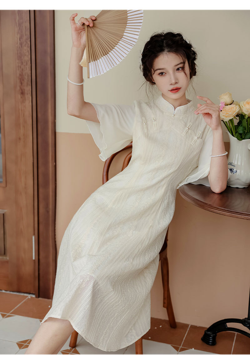 A new Chinese-style modified retro Chinese style, gentle daily cheongsam with buttoned-up buttons, slimming dress pic 23