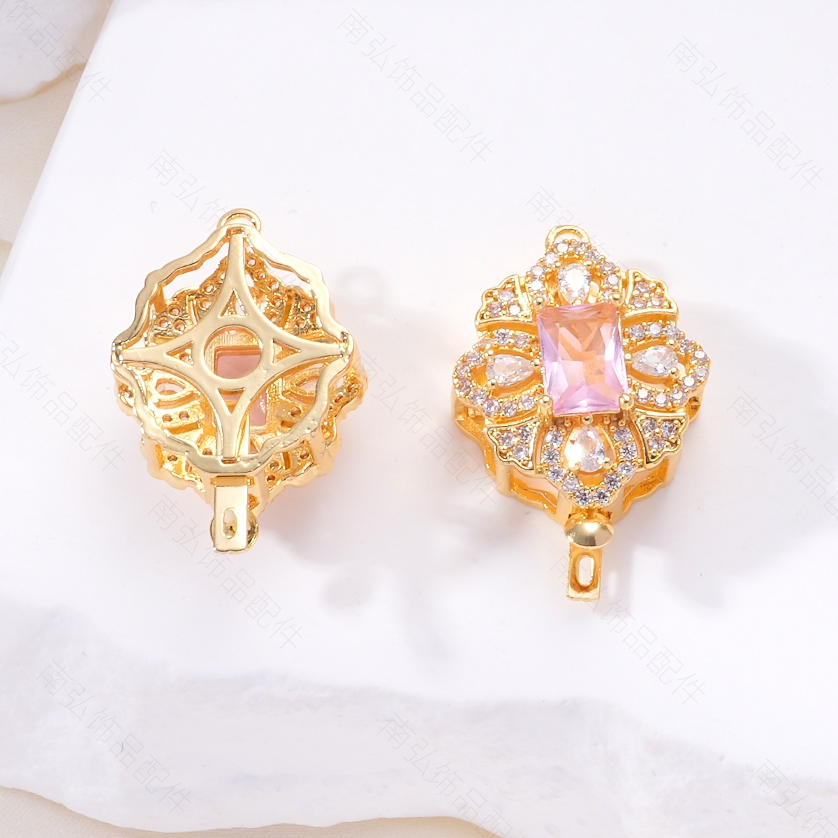 Light luxury, high color retention, micro-inlaid zircon ingot clasp, diy pearl style sweater bracelet necklace, end clasp, stick clasp pic 9