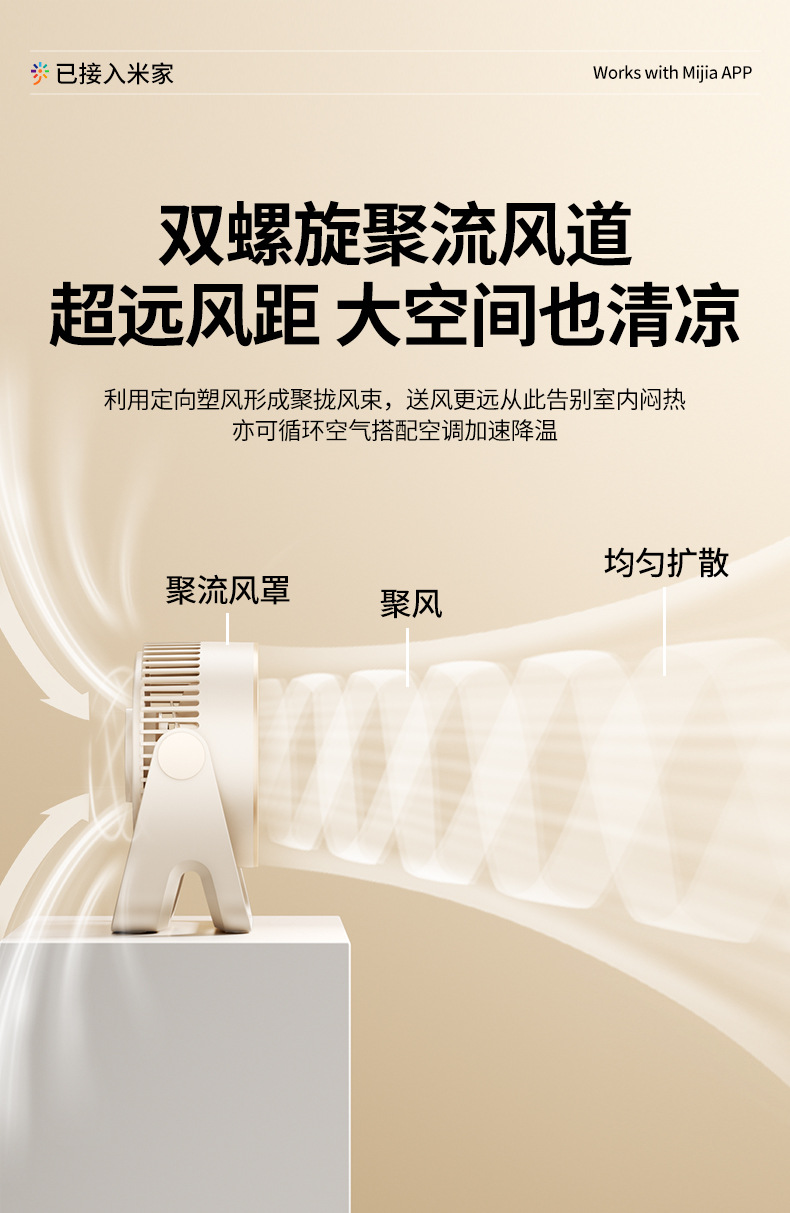 新款米家APP空气循环扇桌面小风扇USB可充电风扇办公室桌学生宿舍详情4