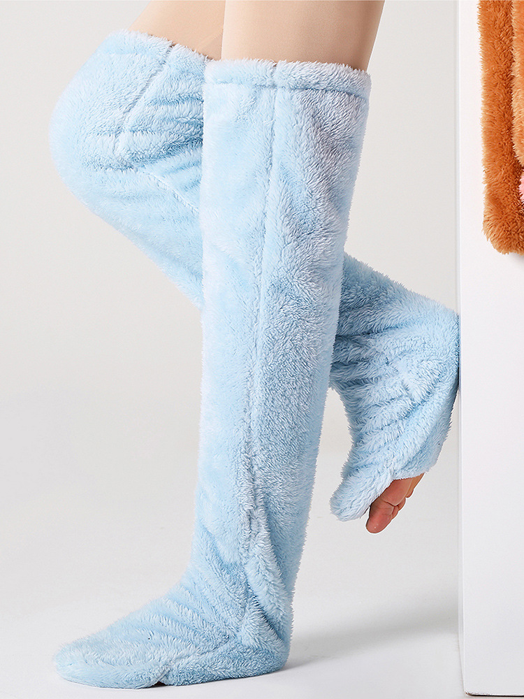 2023秋冬跨境亚马逊独立站泰迪熊地板袜长筒袜护膝保暖高筒袜女孩详情15