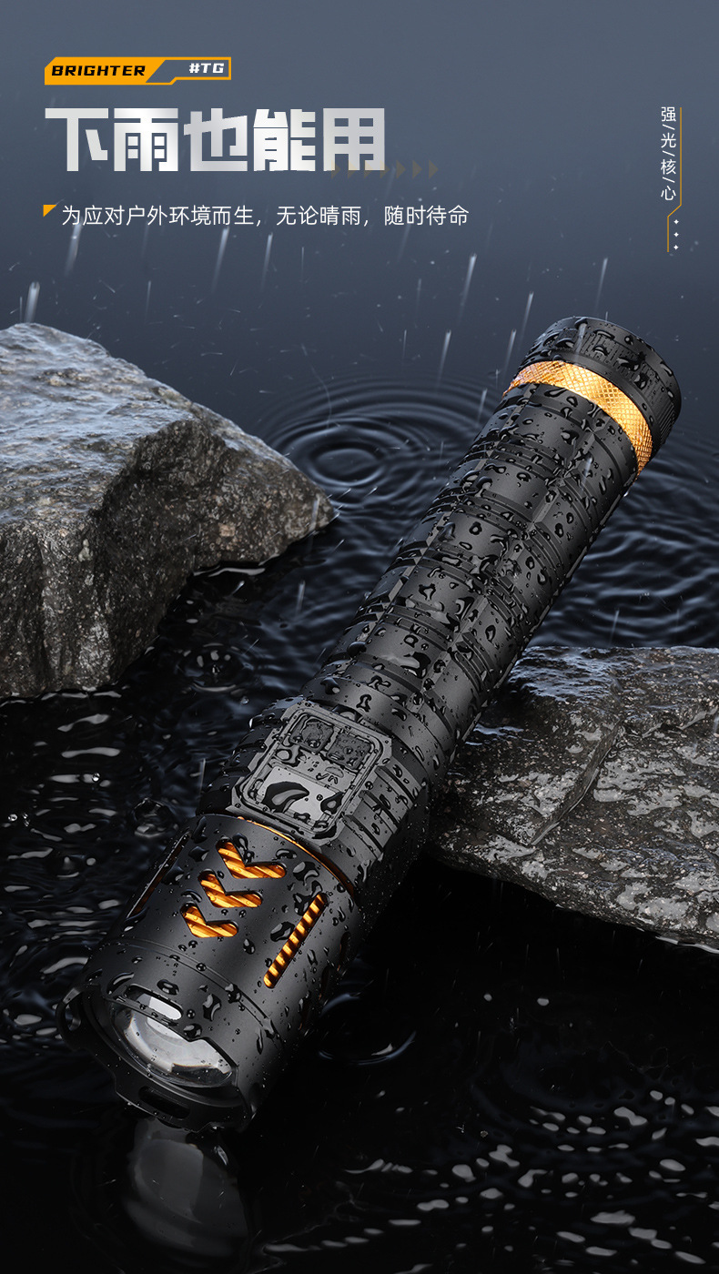 White laser flashlight, telescopic zoom, ultra-bright, long-lasting battery, electric display work light, strong light, outdoor lighting flashlight pic 15