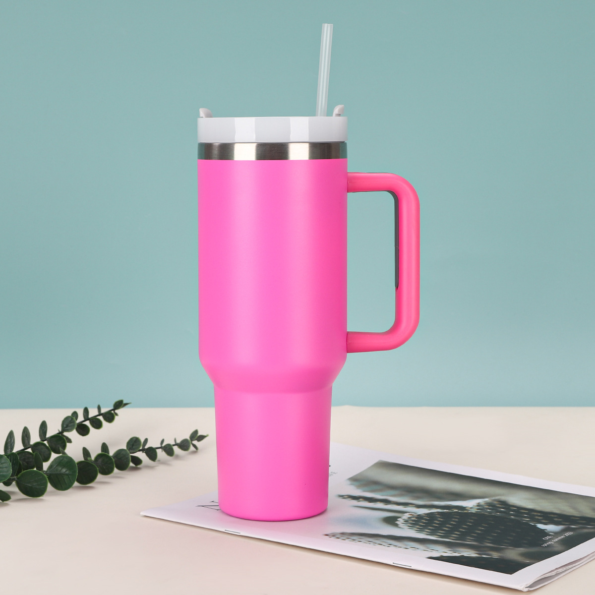 跨境热销纯色304不锈钢保温杯便携保冷时尚汽车杯户外简约吸管杯详情9