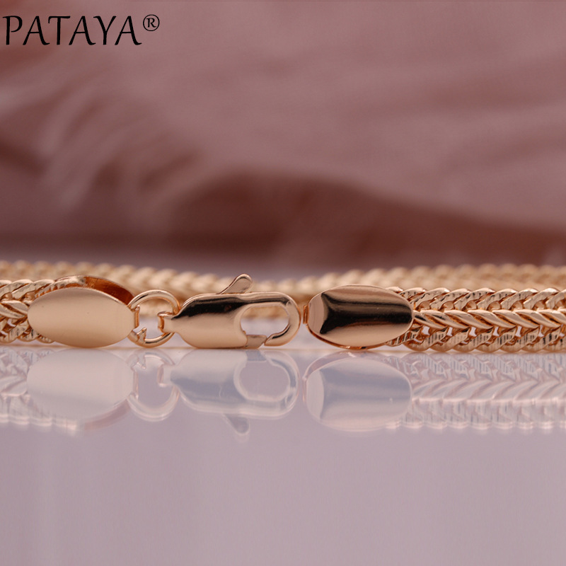 PATAYA585玫瑰金真金保色电镀跨境直供时尚套装铜手链项链配套详情4