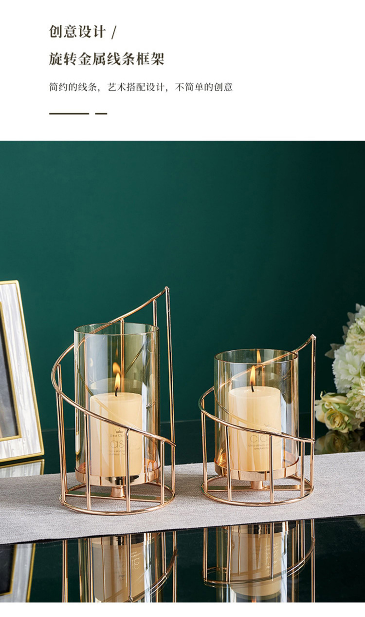 北欧浪漫烛台摆件客厅餐桌欧式高档铁艺蜡烛台座烛光晚餐道具装饰详情2