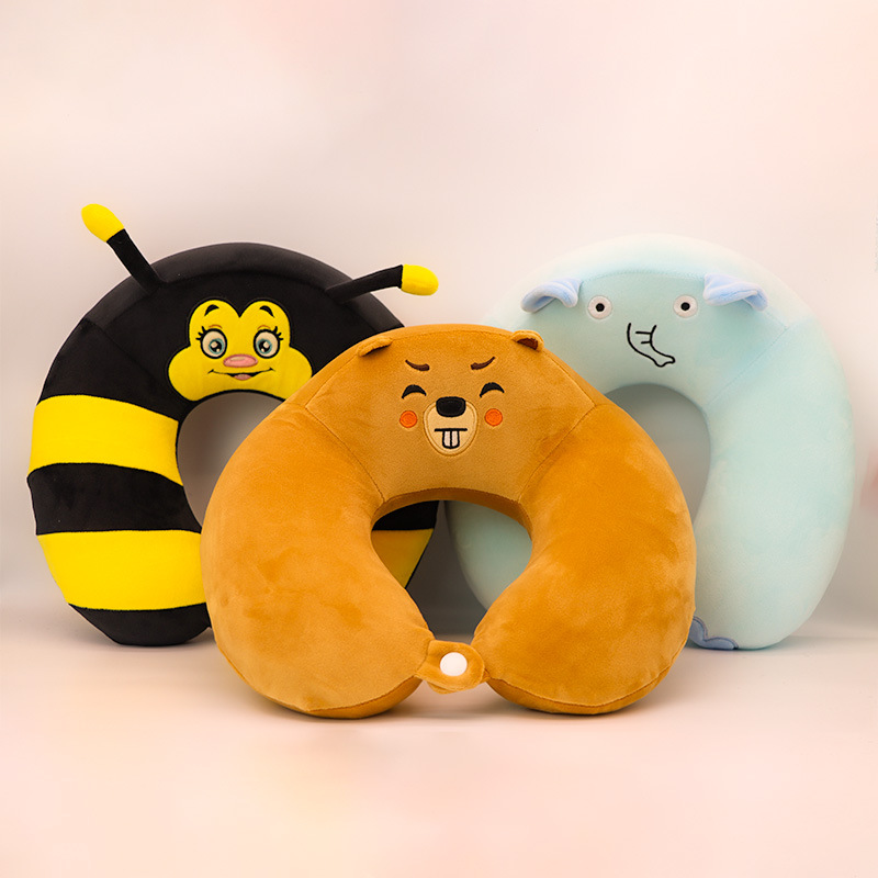Cartoon memory foam U-shaped pillow, car neck support pillow, portable office plush neck pillow, travel neck support pillow, cute style pic 7