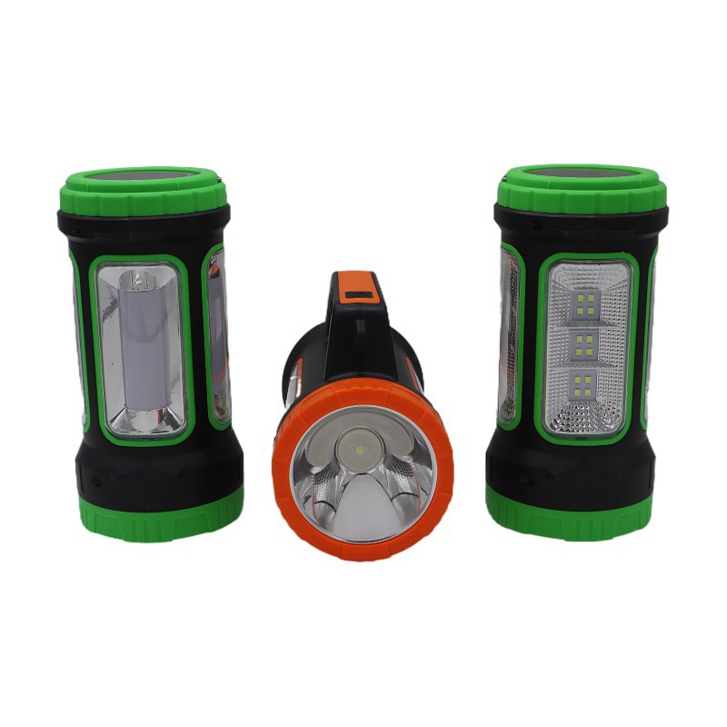 New cross-border solar LED high-intensity portable light with side light, USB charging, outdoor searchlight, night fishing emergency flashlight pic 2