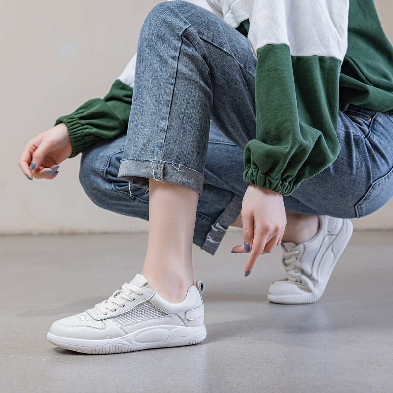 头层牛皮镂空小白鞋女软底2025春秋新款百搭运动休闲女鞋薄款板鞋详情25