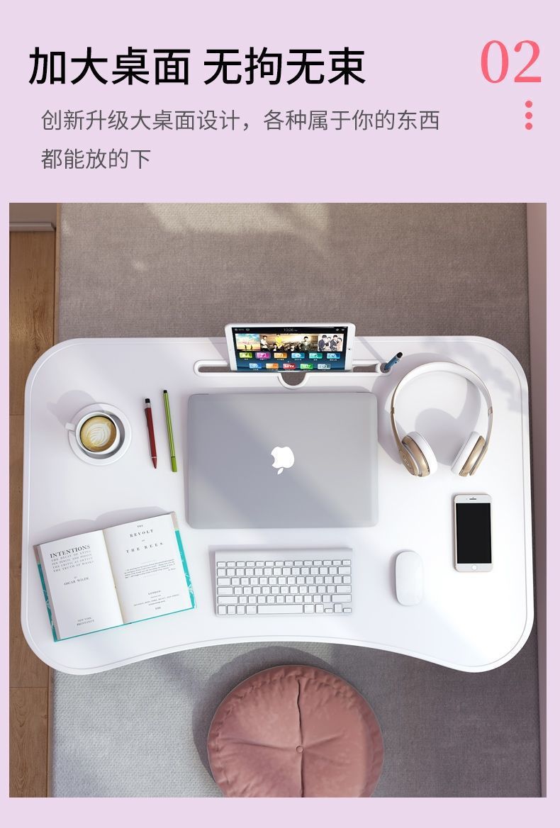 Adjustable bed small table, folding table, dormitory desk, student computer desk, study desk on top, household table board pic 5