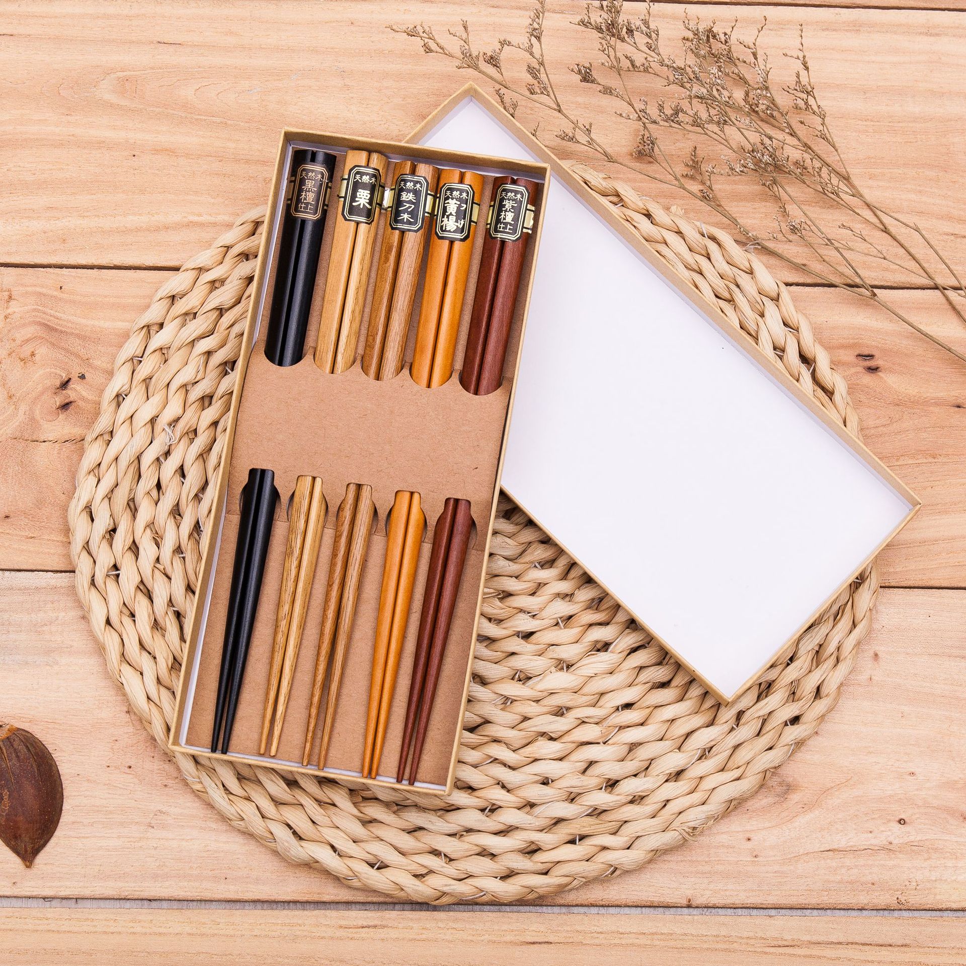 Jianyang Chunhui Bamboo and Wood Chopsticks, chopsticks, four-corner five-wood chopsticks, five-color gift chopsticks, Japanese-style chopsticks, Japanese-style wooden chopsticks pic 2