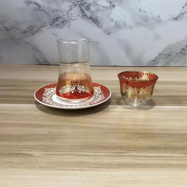 6ga golden red exotic Arabian flower tea cup, glass cup, Turkish style coffee cup, ins style afternoon tea pic 7