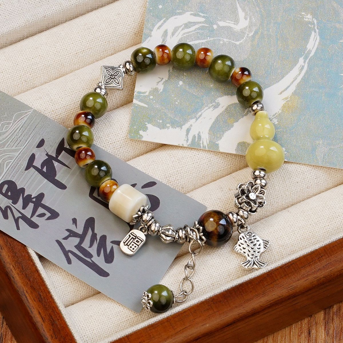Jingdezhen ceramic bracelet manufacturer supplies artistic handcrafted Anzhiyu single-circle ethnic style retro festival gifts pic 5