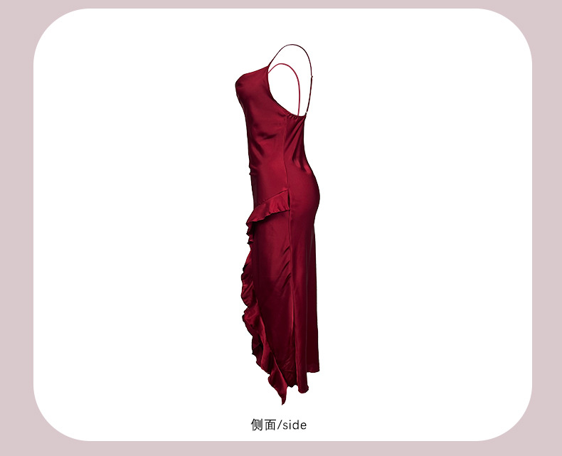 Influencers viento sexy halter vestido de dormir mujer glamourosa suela de volantes puntada pijama multicolor homewear 635 pic 8