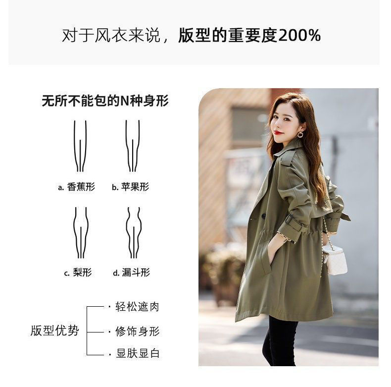 风衣女中长款2024春秋季新款英伦风小个子百搭大码显瘦收腰外套女详情12