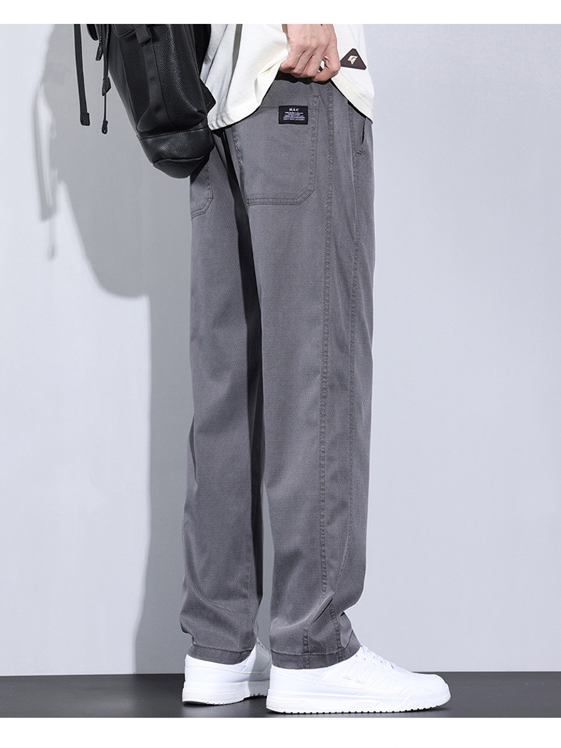 啄木鸟冰丝休闲裤子男士夏季薄款潮牌宽松天丝柔软牛仔五分长裤详情19