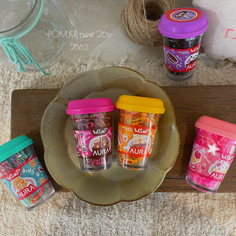 新款韩系可爱糖果色扎头发皮筋宝宝辫子一次性头绳瓶装日系发饰女详情3