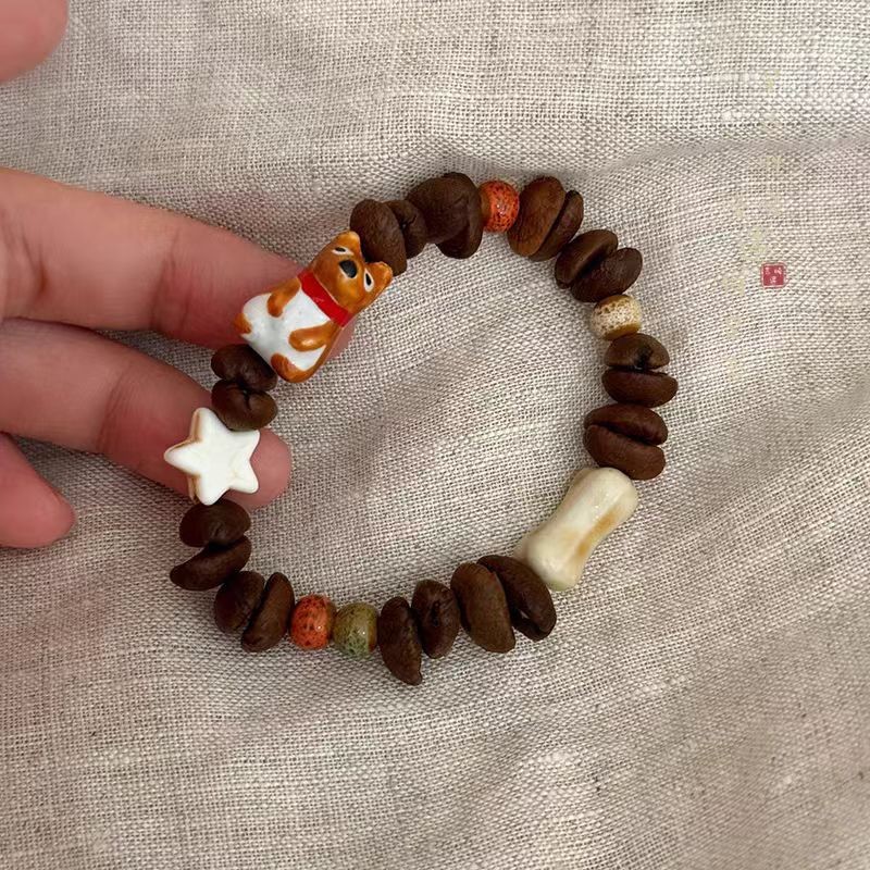 New Chinese-style coffee bean cat paw beaded bracelet, retro and niche design, ancient style and personality, versatile jewelry accessory pic 10