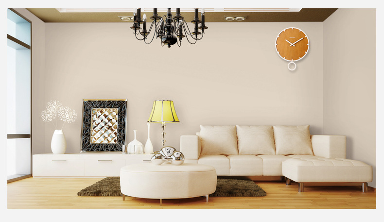 极客库 一件代发简约北欧时钟:与时摇摆 创意家居木钟表 挂的钟详情10