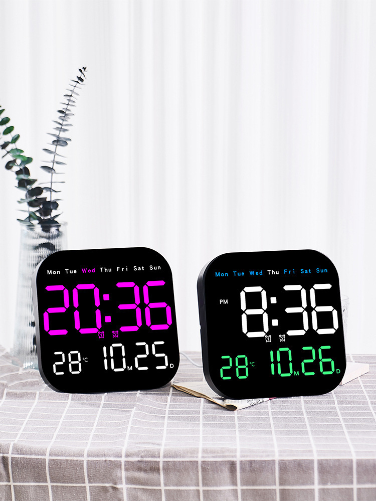 New cross-camera multi-functional clock LED electronic clock, fresh living room wall clock, can be hung or stood up, dual-purpose clock 6650 pic 36
