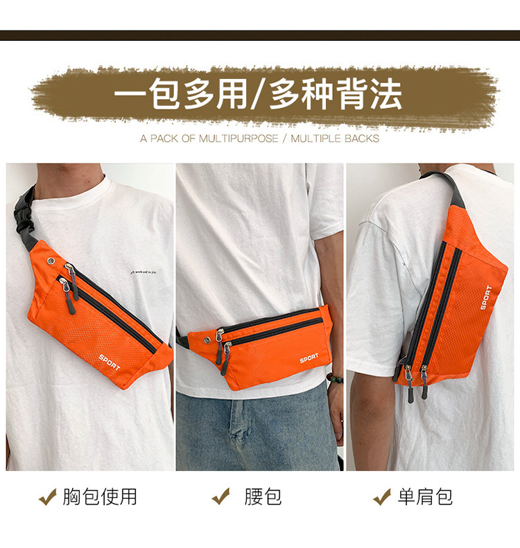 Outdoor fashion running casual sports waist bag, invisible crossbody sports crossbody bag, checkered close-fitting mobile phone waist bag pic 2