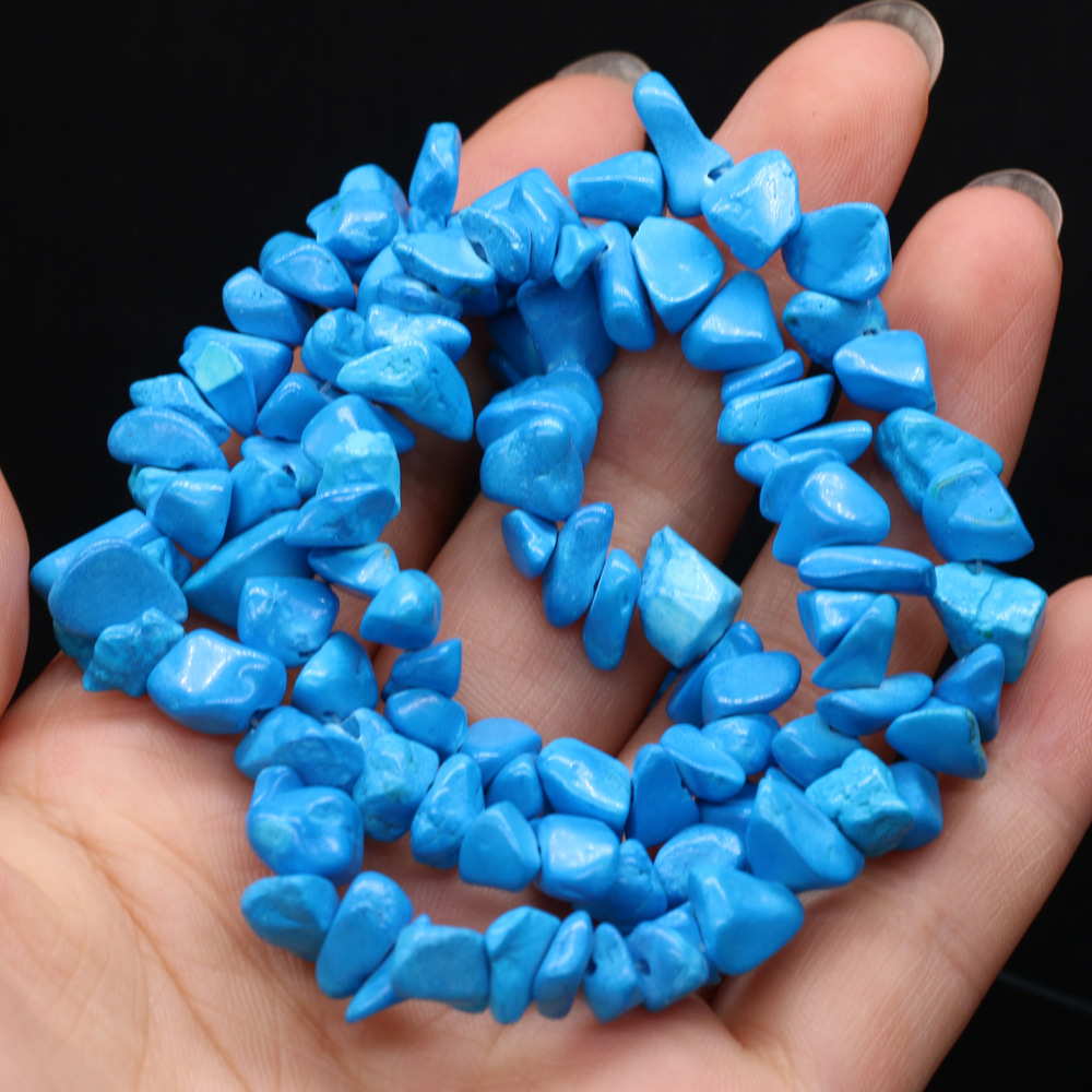 Natural crushed stone green Dongling blue pine raw stone beads with holes semi-finished DIY jewelry handcrafted accessories wholesale pic 19