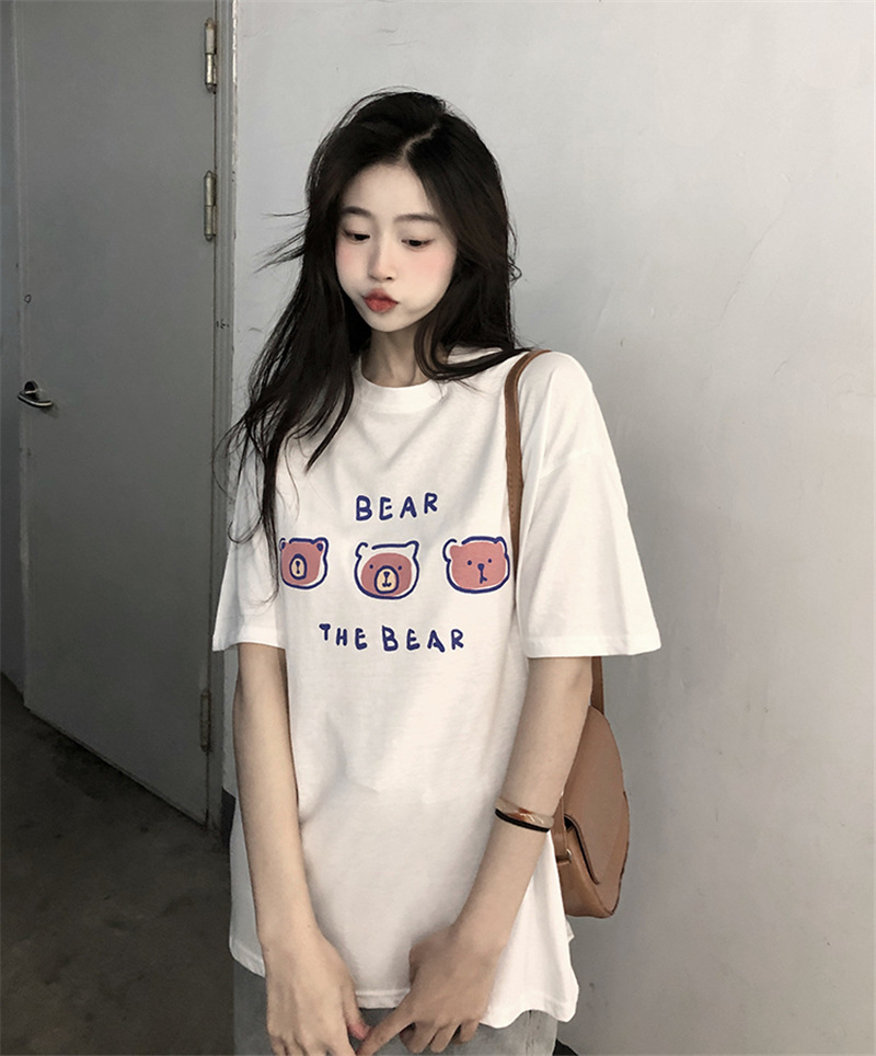 夏季新款短袖t恤女宽松韩版ins女装百搭卡通印花内搭半袖上衣详情7