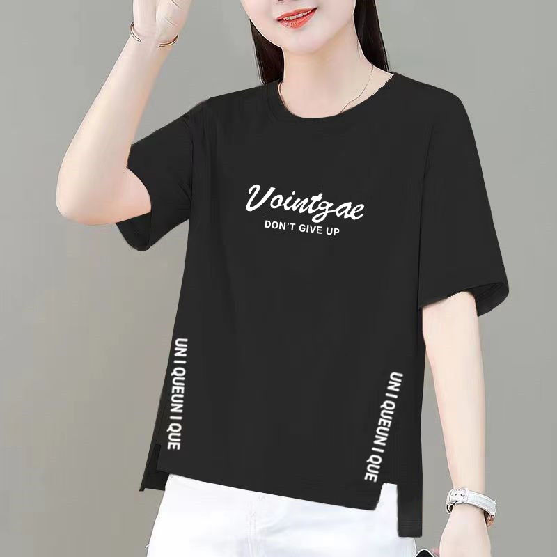 100%纯棉短款短袖t恤女夏季2024年新款时尚宽松小衫上衣体恤夏装详情7