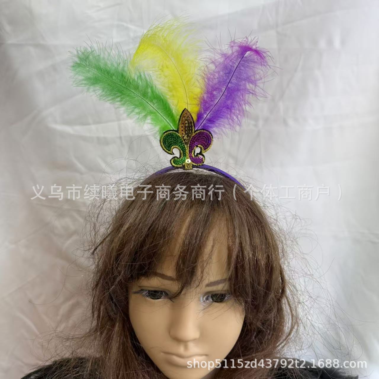 亚马逊狂欢节羽毛发箍派对舞台表演节日装饰发饰头饰饰品头纱时尚发饰详情7