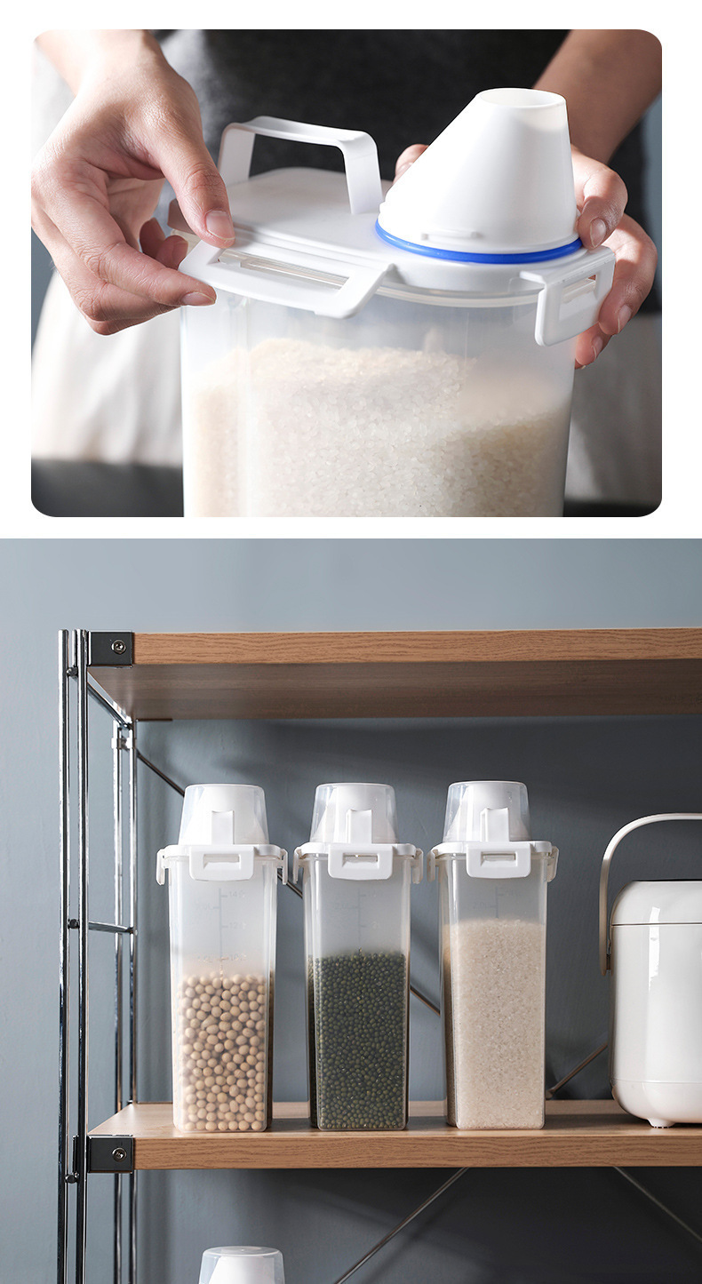 Five-grain storage box, household moisture-proof and insect-proof rice bucket, flour storage jar, sealed jar, kitchen wonder, multi-grain jar pic 16