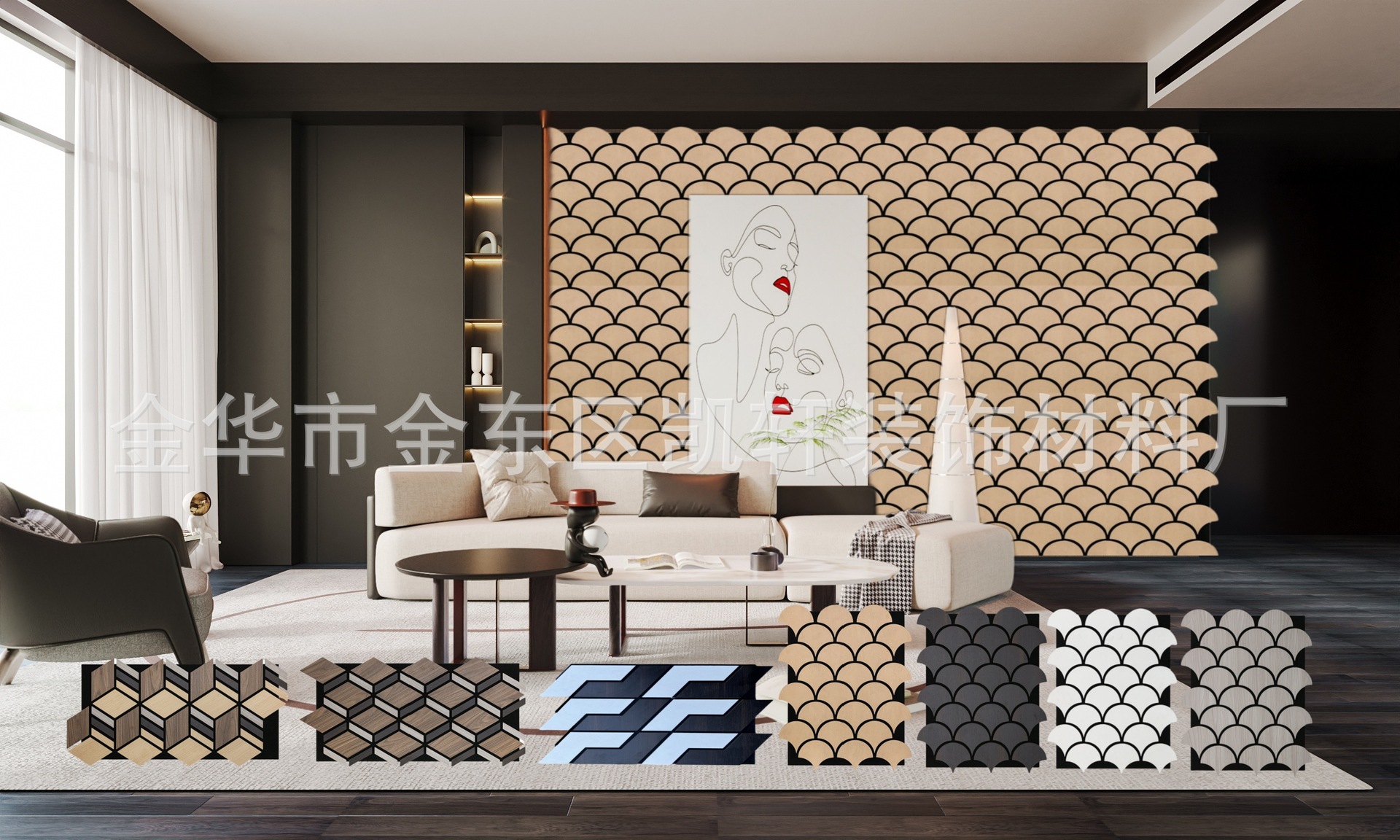 聚酯纤维格栅吸音板木条隔音板贴室内墙体消音板ktv背景墙墙面装详情1